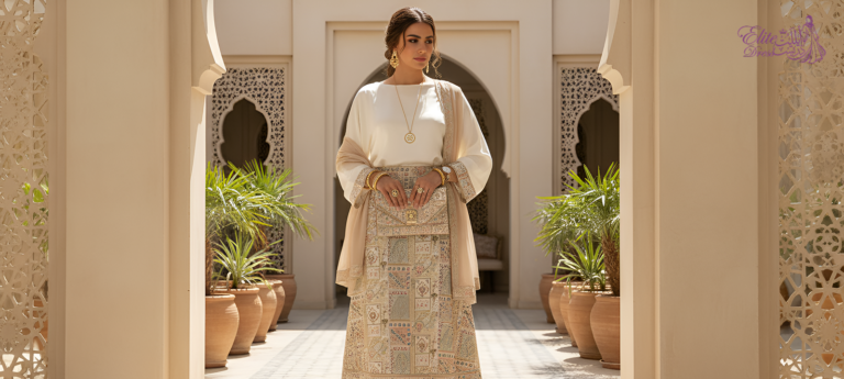 أفكار تنسيق فستان يوم التأسيس مع الإكسسوارات النسائية